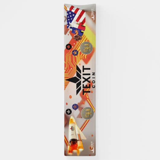 Texit Coin Official LOGO with Rocket Ship 横断幕 (縦)