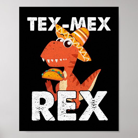 TexMexレックスTRexタコ恐竜Cinco de Mayoメキシコ ポスター (正面)