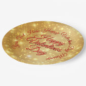 TEXT金ゴールドバレンタインデーのメッセージ大9" ペーパープレート (アングル)