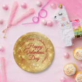 TEXT金ゴールドバレンタインデーのメッセージ小7" ペーパープレート (パーティー)