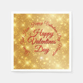 TEXT金ゴールドバレンタインデーのメッセージ小 スタンダードカクテルナプキン (正面)