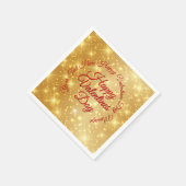TEXT金ゴールドバレンタインデーのメッセージ小 スタンダードカクテルナプキン (角)