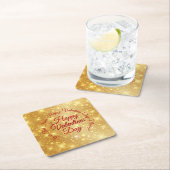 TEXT金ゴールドバレンタインデーのメッセージ スクエアペーパーコースター (インサイチュ)