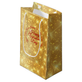 TEXT金ゴールドバレンタインデーのメッセージ スモールペーパーバッグ