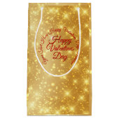 TEXT金ゴールドバレンタインデーのメッセージ スモールペーパーバッグ (正面)