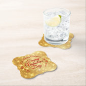 TEXT金ゴールドバレンタインデーのメッセージ ペーパーコースター (インサイチュ)