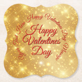 TEXT金ゴールドバレンタインデーのメッセージ ペーパーコースター (正面)