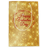 TEXT金ゴールドバレンタインデーのメッセージ ミディアムペーパーバッグ (正面)