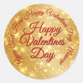 TEXT金ゴールドバレンタインデーのメッセージ ラウンドシール (正面)