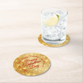 TEXT金ゴールドバレンタインデーのメッセージ ラウンドペーパーコースター (インサイチュ)