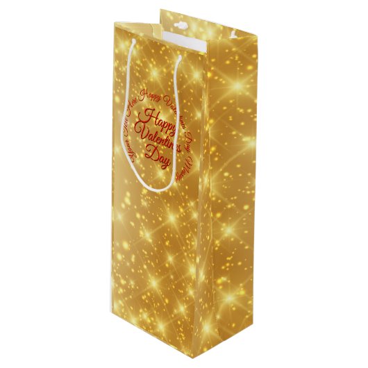 TEXT金ゴールドバレンタインデーのメッセージ ワインギフトバッグ (正面アングル)