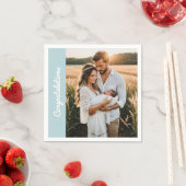 text and photo custom personalized party blue  スタンダードカクテルナプキン (インサイチュ)