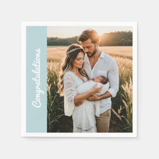 text and photo custom personalized party blue  スタンダードカクテルナプキン