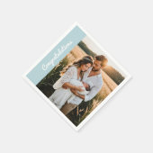 text and photo custom personalized party blue  スタンダードカクテルナプキン (角)