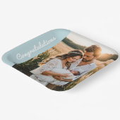 text and photo custom personalized party blue ペーパープレート (傾斜あり)