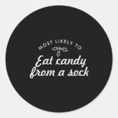 Text Most Likely To Xmas Fun Mistletoe T S  ラウンドシール (正面)