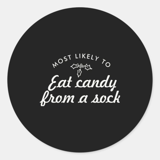 Text Most Likely To Xmas Fun Mistletoe T S  ラウンドシール (正面)