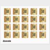 Text QR Code Custom Template Gold Look Scannable スクエアシール (シート)