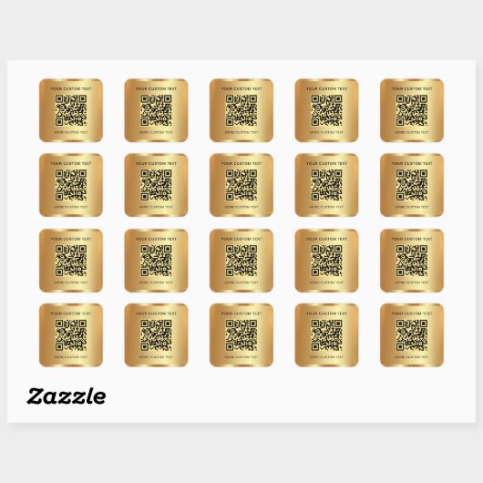 Text QR Code Custom Template Gold Look Scannable スクエアシール (シート)