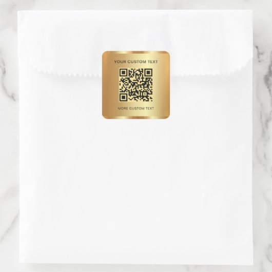 Text QR Code Custom Template Gold Look Scannable スクエアシール (バッグ)