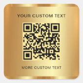 Text QR Code Custom Template Gold Look Scannable スクエアシール (正面)