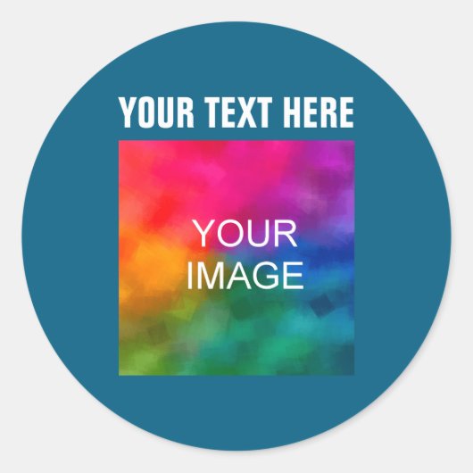 Text Upload Photo Boys Kids Modern Template  ラウンドシール (正面)