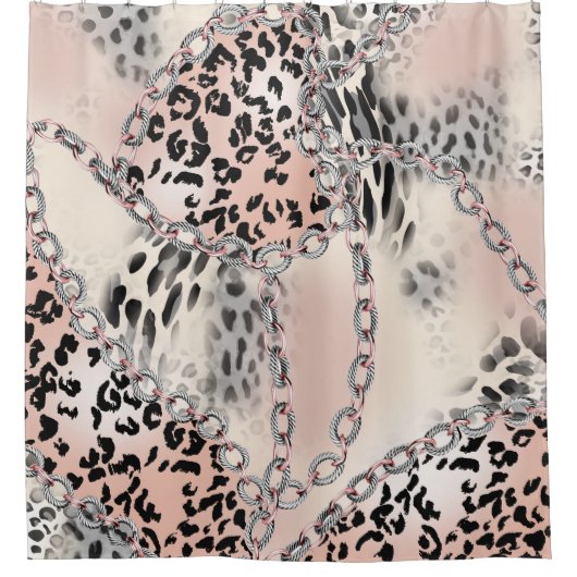 Textile Leopard:フローラチェーンパターン シャワーカーテン (正面)