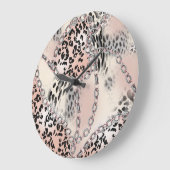 Textile Leopard:フローラチェーンパターン ラージ壁時計 (傾斜)