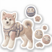 Textile Ukiyoe Artwork – Layered Felt Japanese  シール (正面)