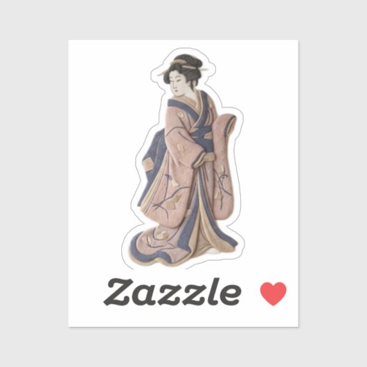 Textile Ukiyoe Artwork – Layered Felt Japanese  シール (シート)