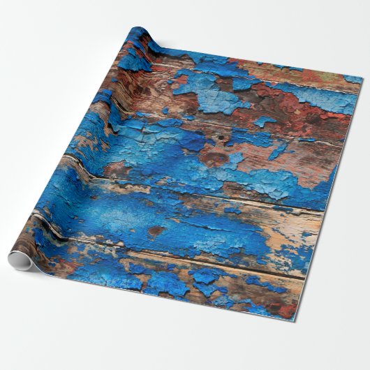 Texture background blue wood ラッピングペーパー (アンロールド)