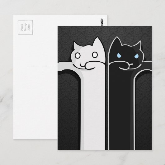 Texture Cats白黒 ポストカード (正面/裏面)