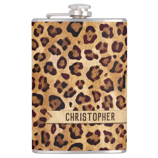 Texture Leopard素朴印刷名の追加 フラスク (正面)
