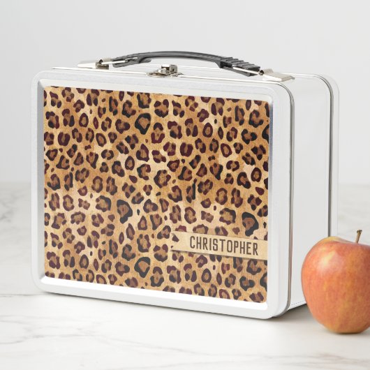 Texture Leopard素朴印刷名の追加 メタルランチボックス (インサイチュ)