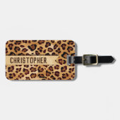 Texture Leopard素朴印刷名の追加 ラゲッジタグ (正面横)