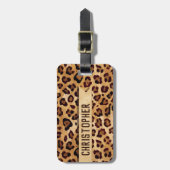 Texture Leopard素朴印刷名の追加 ラゲッジタグ (正面縦)