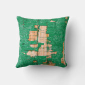 Texture of old wooden fence with shabby paint. Gre クッション (裏面)