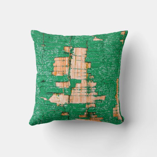 Texture of old wooden fence with shabby paint. Gre クッション (裏面)