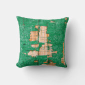 Texture of old wooden fence with shabby paint. Gre クッション (正面)