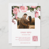  Textured 3D Roses  White Wedding  | Photo 招待状 (裏面)