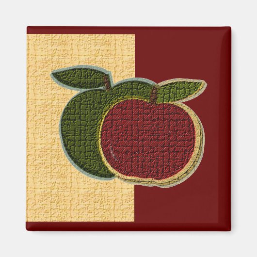 Textured Apple (金ゴールド/クランベリー)マグネット マグネット (正面)