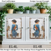 Textured Art, Elegant Lady in Blue EL4L Decoupage 薄葉紙