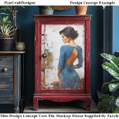 Textured Art, Elegant Lady in Blue EL4L Decoupage 薄葉紙
