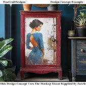 Textured Art, Elegant Lady in Blue EL4R Decoupage 薄葉紙