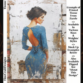 Textured Art, Elegant Lady in Blue EL4R Decoupage 薄葉紙