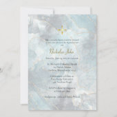 Textured Blue Marble Gold Lines Orthodox Baptism 招待状 (正面)