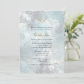 Textured Blue Marble Gold Lines Orthodox Baptism 招待状 (スタンド正面)
