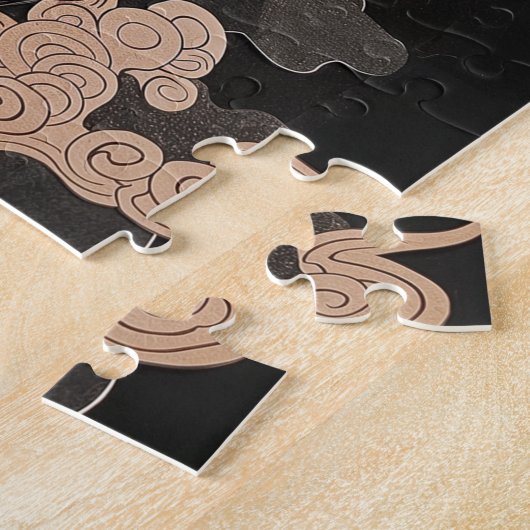 Textured Chinese dragon with flames ジグソーパズル (側面)