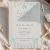 Textured Coastal Seashell Nautical Bridal Shower 招待状