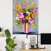 Textured Flowers in a Vase ポスター (ホームオフィス)